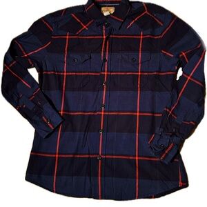 Roebuck Co Classic Red Blue Plaid Flannel Size M